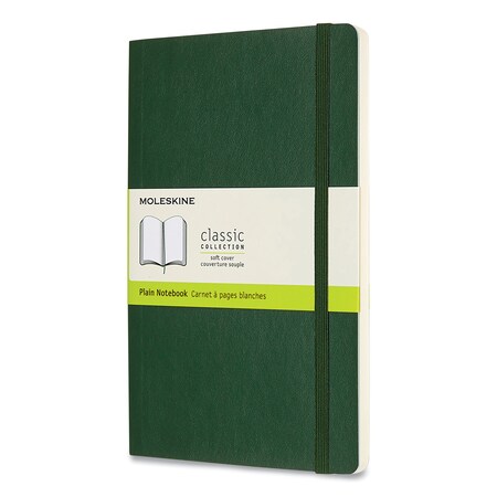 Moleskine Classic Softcover Notebook, 1 Subject, Unruled, Myrtle Green Cover, 8.25 x 5, 96 Sheets 600028